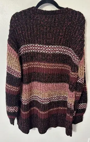 Lane Bryant  Sweater Plus Size 18/20 Multicolor Burgundy Striped Vneck NEW