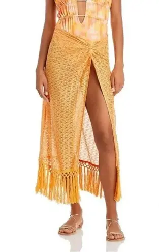 Ramy Brook Gaia Metallic Faux Wrap Boho Maxi Skirt Coverup Size XL NWT
