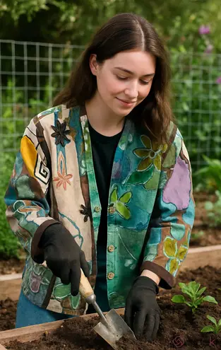 Handmade Vintage Funky Fabrics Multicolor Hand Dyed Artistic Jacket shirt jacket