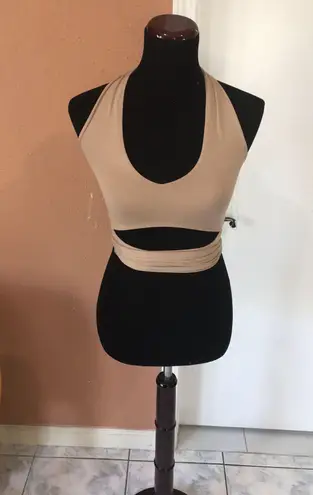 Crop Halter Top Tan