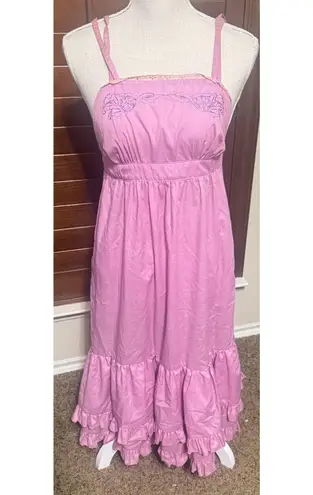 Vtg 70s Young Edwardian Dress By Arpeja Pink Tiered Prairie Cottage Hippie sz S