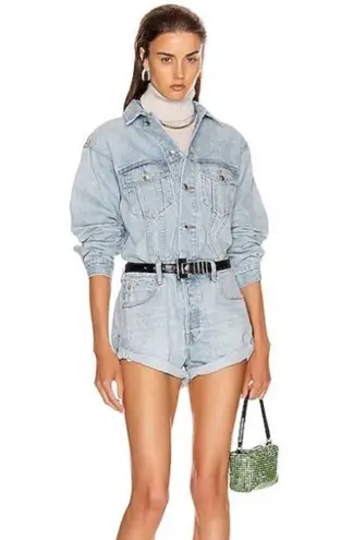 Alexander Wang Cotton Denim Short Jumpsuit