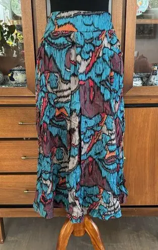 Vintage 80’s Jessica Scott Abstract Geo Print Midi Skirt Blue