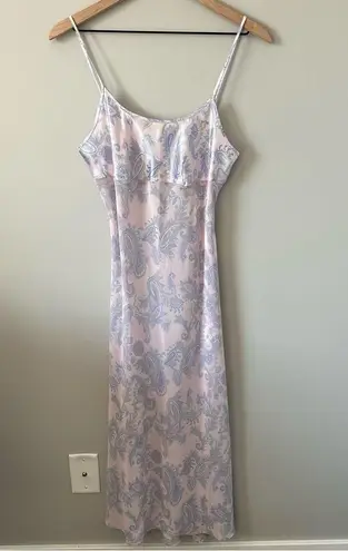 Sophia By Delicates Vintage Sheer Maxi Nightgown Small Paisley Chiffon Satin Purple