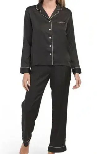 House of Harlow 1960 Velour 2 Piece Pajama Set, Black with White Pipping, Size L