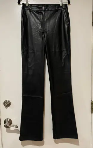 Dynamite  Helena Demi Boot Faux Leather Jet Black Flare Pant Size 6 New w/ Tags