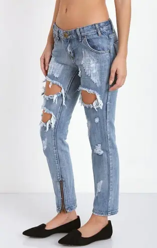 One Teaspoon  Cobain Trashed Freebirds Jeans with Ankle Zipper