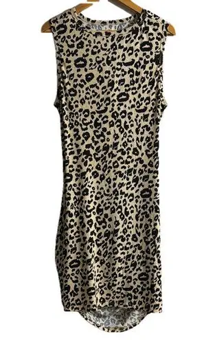 Leopard Print Sleeveless Dress Black Size XL