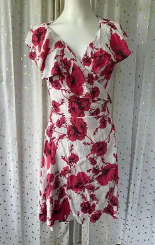 Free People French Quarter Ruffle Floral Print Mini Wrap Side Tie Dress M