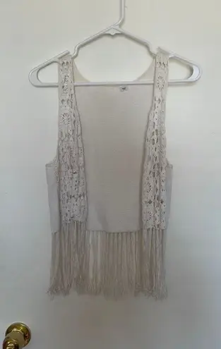 White Boho Fringe Top