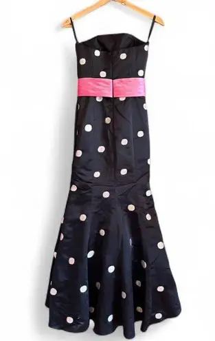 Tiffany Designs Black and White Polka Dot Strapless Gown Dress Size 2