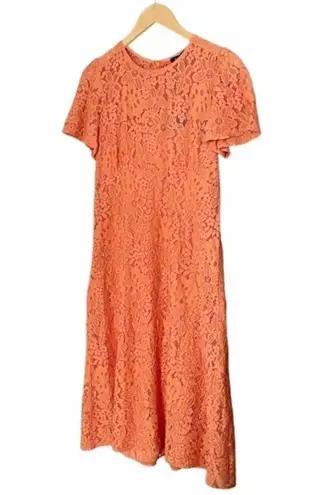 NWT Y2K Talco Terracotta Italian Made Lace Midi Dress & Slip Women’s Size Medium Orange