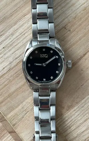 ESQ by Movado Diamonds Ladies Watch Stainless Bracelet Luminous Hands Black Dial