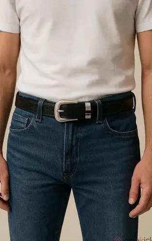 Men's Unbranded Black Leather Belt Size 34