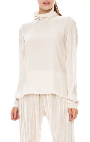 Forte Forte Turtleneck Cream Italian Velvet Silk Blend Long Sleeve Top Size 1