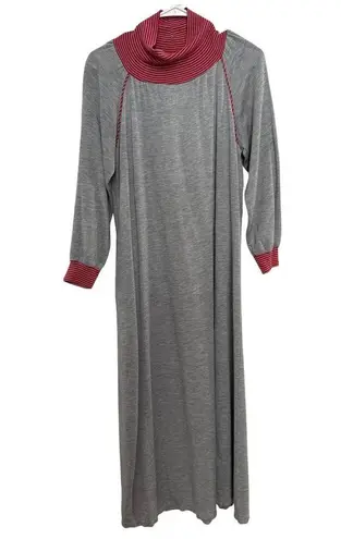 Vintage Sears JR Bazaar turtleneck maxi dress sleeved gray red medium