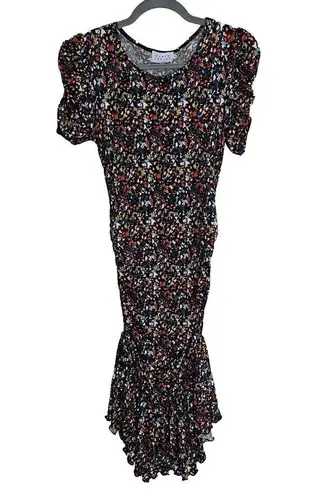 Tanya Taylor  Effie‎ Floral Printed Dress Womens Size XS Ruched Sleeve Multicolor