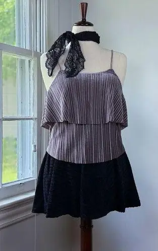 Elodie Silver Velour Flowy Camisole Medium Ribbed Fairy Velvet Rave