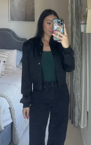 ZARA Satin Cropped Bomber Jacket