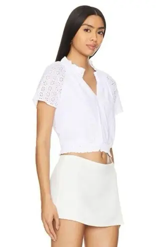 Bobi White Eyelet Cropped Blouse size S