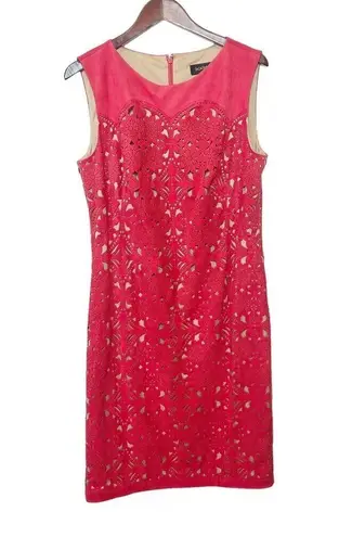 Tadashi Shoji Laser Cut Micro Suede Sheath Mini Dress In Flame Women’s Size 14