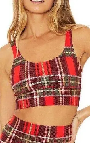 Beach Riot NEW  Leah Scoop Neck Crop Top Sports Bra Holiday Tarten Plaid Large