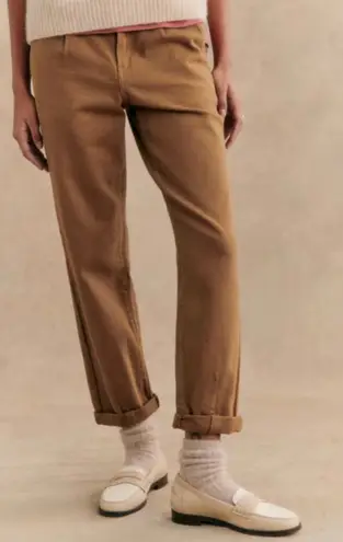 Sézane Sezane Manu Wide Leg Low Rise Pleated Trousers in Coffee Tan Size 46 FR 14 US