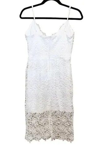 Blue Rain  Lace Sheath Midi Dress Sleeveless V Neck White Size S Bridal Wedding