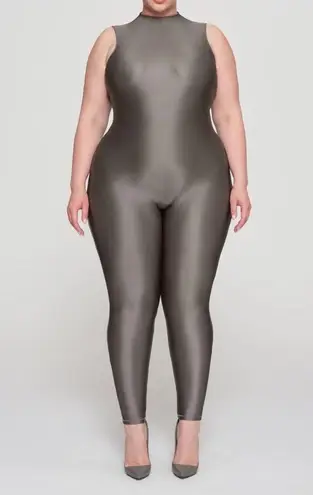 SKIMS NTW shine spandex jersey catsuit - Gray Chalk