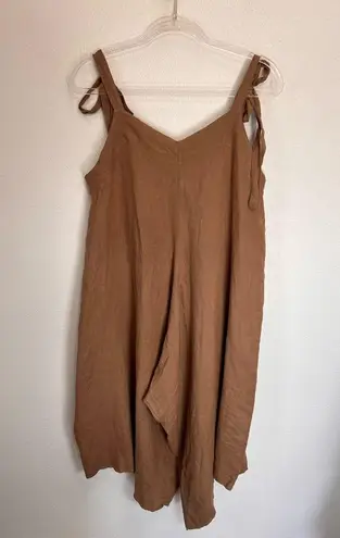 YAYAVOO Over Sized 100% Linen Wide Leg Jumpsuit Size undefined