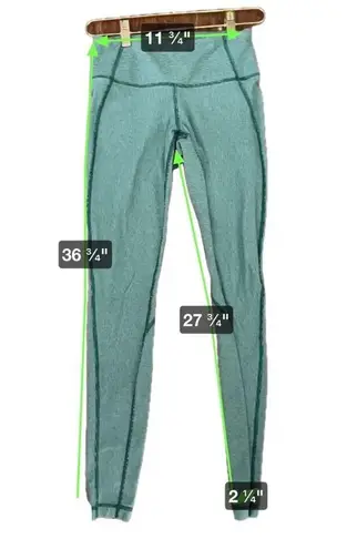 Lululemon  Mid Rise Leggings Women's 6 Green Striped Stretch Activewear Yoga