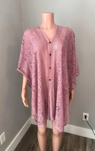 Peach pink Lace floral Open Front Kimono Beach Coverup Lightweight relaxed #211 Size undefined