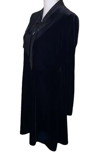 Ralph Lauren Lauren  Velvet Dress Tie Neck Fit & Flare V Neck Black Womens 10P