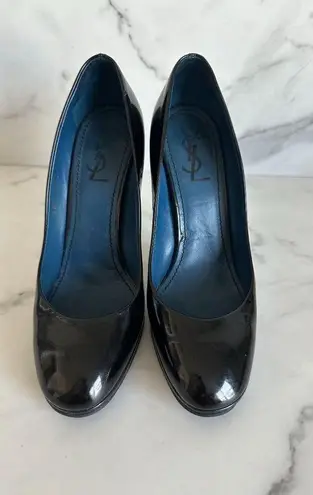 Saint Laurent  YSL Black Patent Round Toe Heels Size 40/10