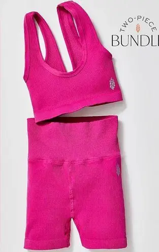 Free People NEW Set!  Movement XS/S Happiness Runs Scoop Neck Sports Bra Berry