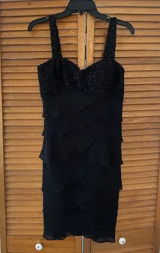 S.L Fashions Women’s Black Ruffle Midi Casual Dress Sz 6P
