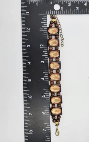 Vintage The Legend of the Dreamcatcher Wooden Native American Tile Bracelet 7" Brown