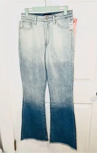 Juicy Couture  Malibu Dip Dye Wide Flate Leg Jeans Bright Blue Ombre 28 NWT