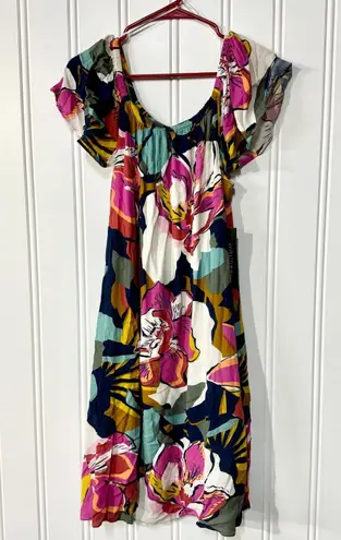 Tribal Femme Dress Women Size M Off The Shoulder Floral Midi Flowy Tropical NEW Size M