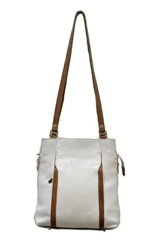 Vintage VALENTINA White Pebbled Leather Large Zip Tote Bag