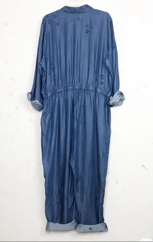 Johnny Was Halley Denim star embroidered jumpsuit