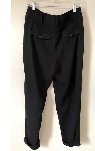 Karl Lagerfeld Paris High Rise Pleated Cuff Dress Pants Black Size 6 NEW