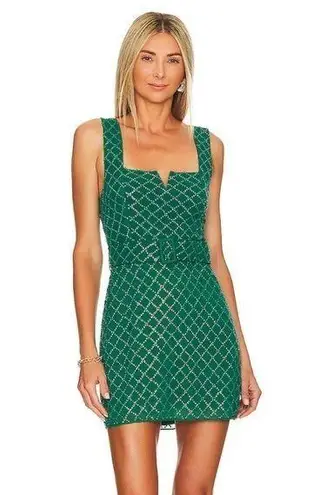 Show Me Your Mumu Twilight Mini Dress in Emerald Beading