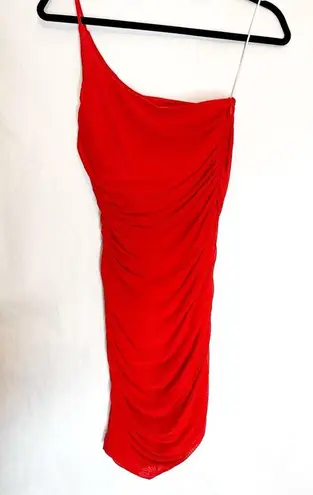 Princess Polly Jocasta Mini Dress in Red One Shoulder Slim Strap Size US 4