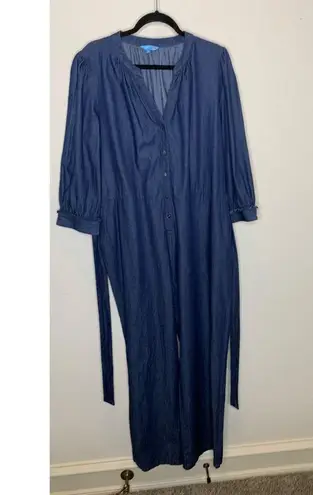 Draper James Tie Waist Jumpsuit in Chambray Sz XL