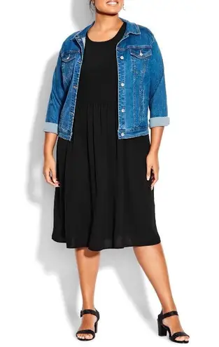 Loralette Doll Up Plain Short Sleeves Babydoll Dress in Black, Size 18 NEW w/Tag Black