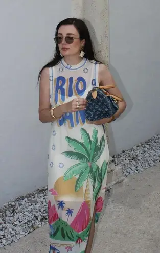 Farm Rio Mesh Logo Midi Dress XS