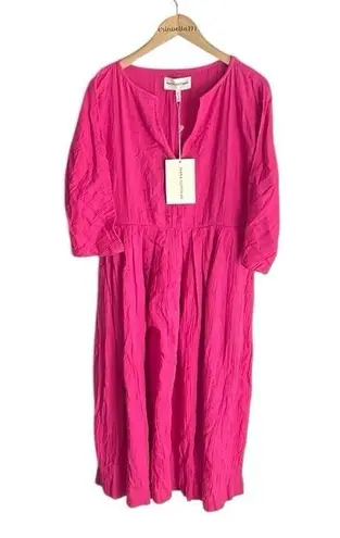 Mara Hoffman Chloe Pleated Cotton-gauze Midi Dress Raspberry