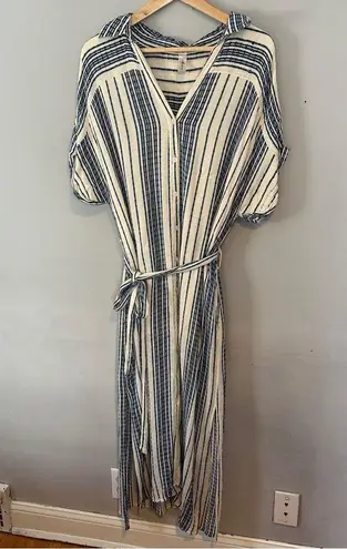 Mahina Hawaii Striped Shirt Dress Button Up Large