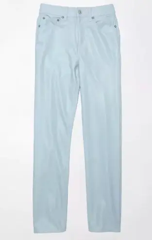 American Eagle NWOT AE Stretch Vegan Leather Super High-Waisted Straight Pant Light Blue